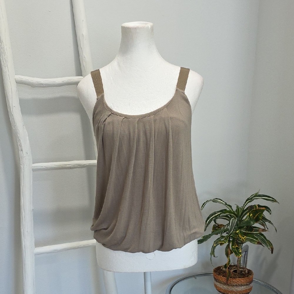 Women's Taupe Scoop Neck Sleeveless Tank Top